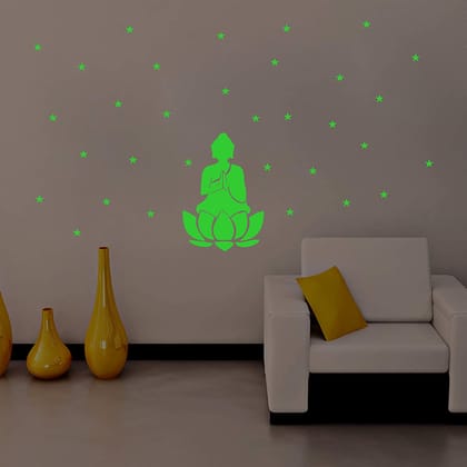 DreamKraft Glow in The Dark Buddha Radium Wall Stickers (Green, 81 cm X 59 cm)