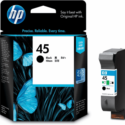 HP 45 Black Original Ink Cartridge (51645AA) for HP DeskJet 450, 450C, 450CI, 450G, 450CBI Printers HP 45 Black Original Ink Cartridge (51645AA) for HP DeskJet 450, 450C, 450CI, 450G, 450CBI Printers