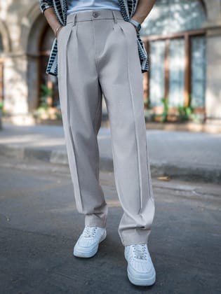 Double Pleat Sky Blue Linen Trouser-S