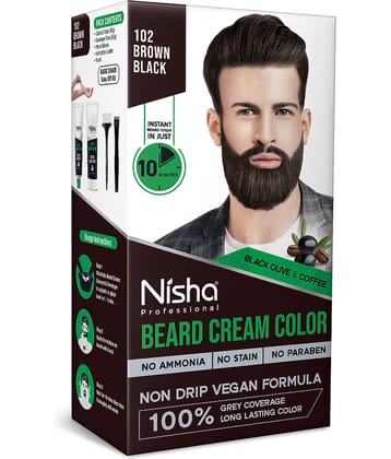 Nisha Beard Colour for Men Black Brown 120g, Professional Beard Hair Colour, Ammonia Free Beard Cream Hair Color