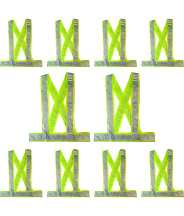 "High Reflective Cross Belt High Visibility Safety Jacket  ( PACK OF 10)(GREEN) Green Safety Jacket