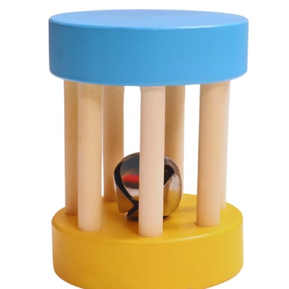 TOYJOS Wooden Baby Rattle Toy | Sensory Development, Musical Shaker, Rolling Bell Rattle | Natural Anti-Bacterial Jhunjuna for Newborn Infants, Toddler | Birthday Gift for Boys and Girls (0-12 Months)