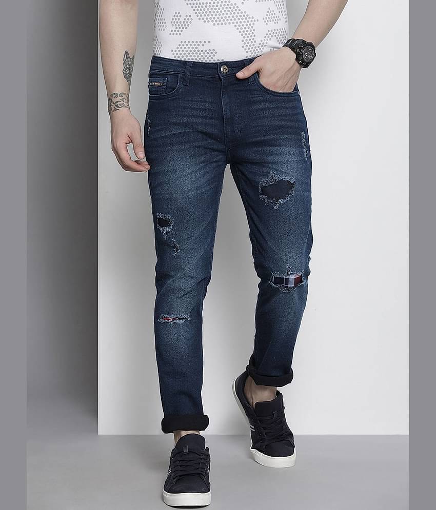 The Indian Garage Co Men Slim Fit Slash Knee Stretchable Jeans