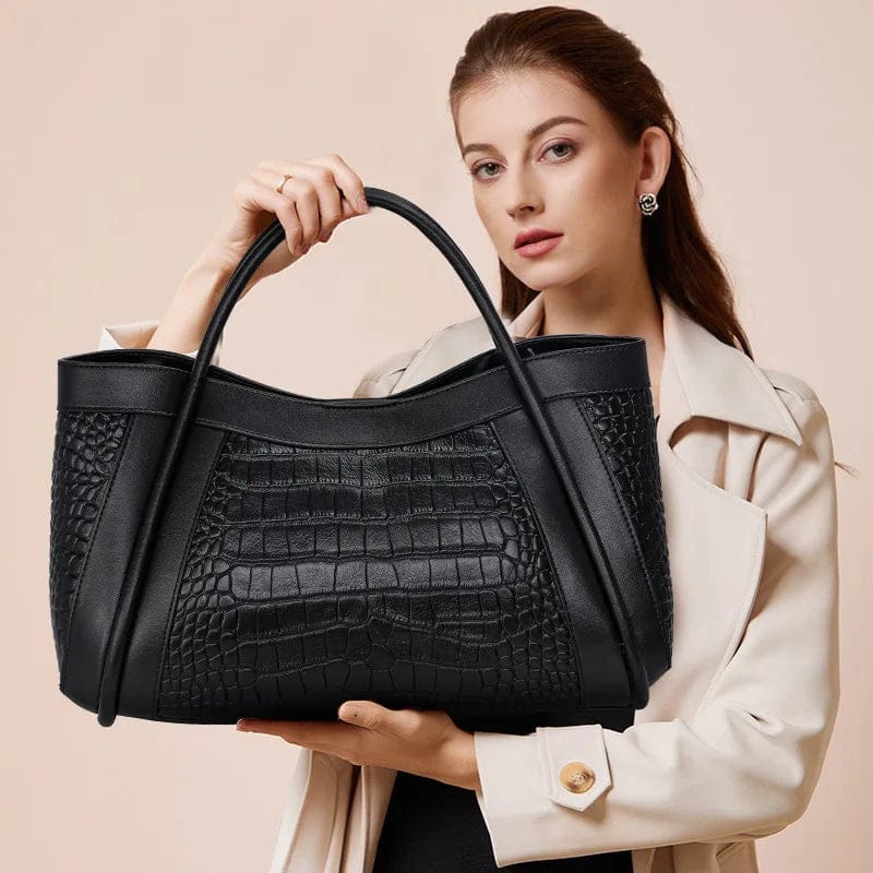 2ndr Branded Custom 1:1 High Quality Real Leather Tote Bag Luxury Crocodile Pattern Cowhide Handbag