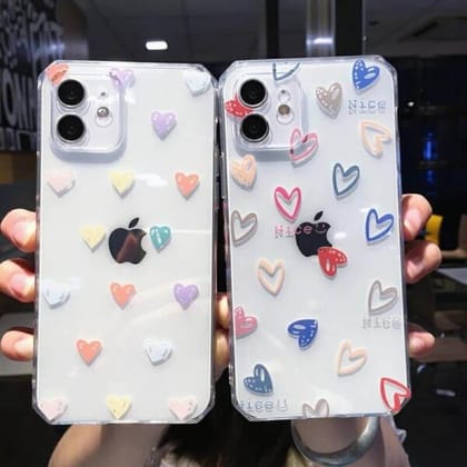 Colorful Heart Transparent Custom Slim Soft Cases-Left Design