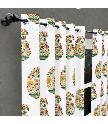 Floral Valley Kairi Print Curtains Hand Block Bunai Pattern in Cotton ( 7 feet ) Floral Valley Kairi Print Curtains Hand Block Bunai Pattern in Cotton ( 7 feet )