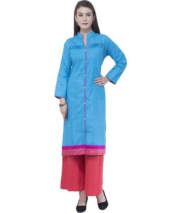 A R Silk - Blue Cotton Women's Front Slit Kurti