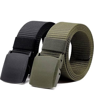 Clock21 - Black Canvas Men's Casual Belt ( Pack of 2 )