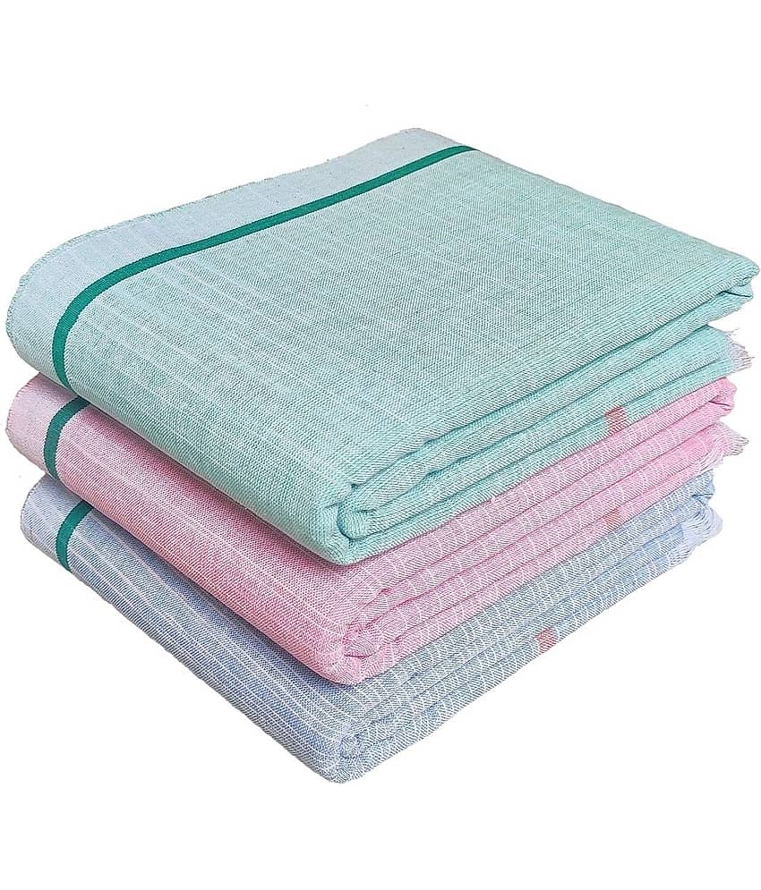 Mk weaves Pack of 3 Cotton Below 300 -GSM Bath Towel ( Multicolor )
