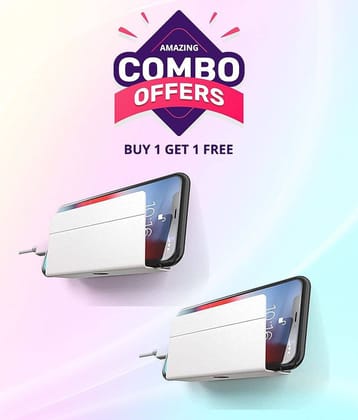 Elv Wall Mount Mobile Holder, Mobile Stand for All Smartphones with Strong Adhesive Strips, Compatible with iPhone, Smartphone and Mini Tablet (2 Pcs.) - White