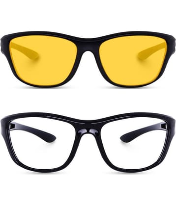 Kanny Devis - Black Wrap Around Sunglasses ( Pack of 2 )