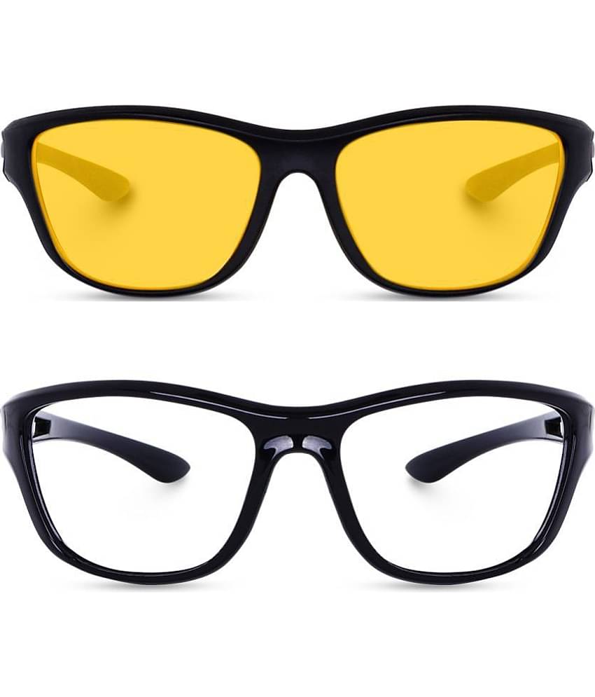 Kanny Devis - Black Wrap Around Sunglasses ( Pack of 2 )