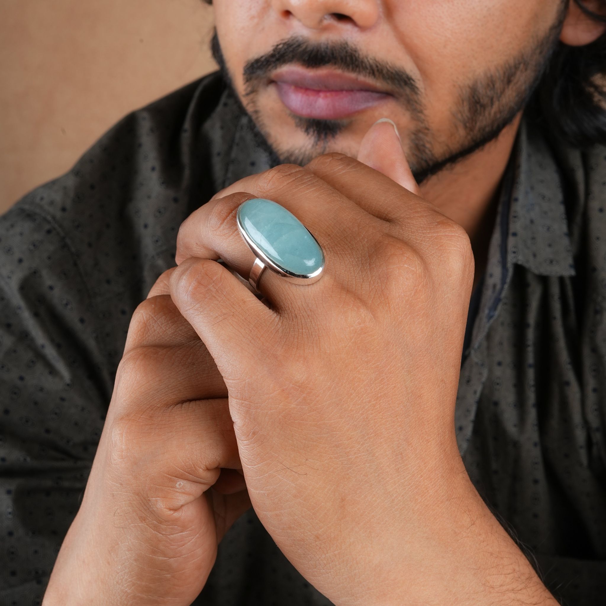 Ocean Mist Natural Aquamarine Oval Silver Pendant