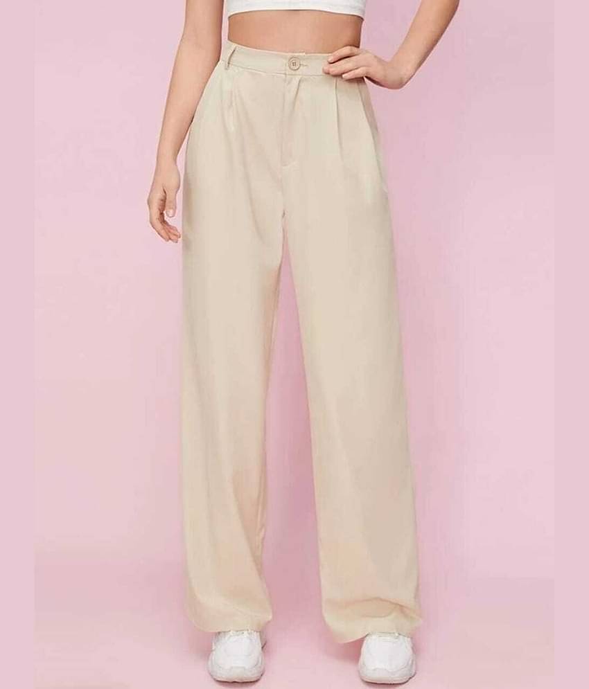 Broadstar Pack of 1 Polyester Baggy Women's Casual Pants ( Beige )