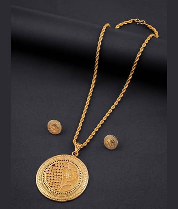 Lyriss Golden Brass Necklace Set ( Pack of 1 )