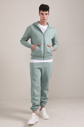 Zipper Hoodie- Granite Green-S