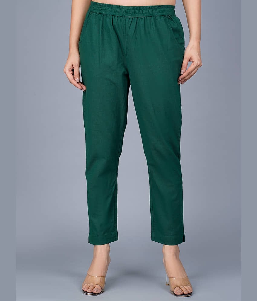 QuaClo - Green Cotton Regular Women's Casual Pants ( Pack of 1 )