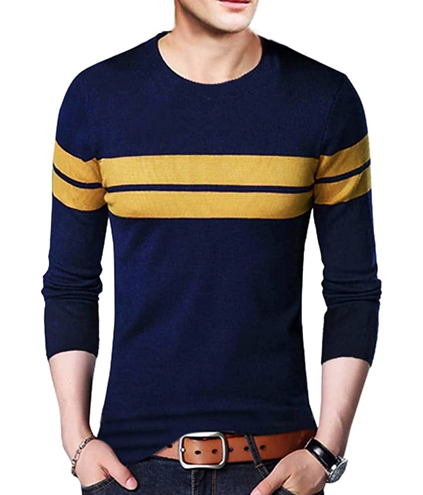 Leotude Pack of 1 Cotton Blend Regular Fit Men's T-Shirt ( Navy Blue )