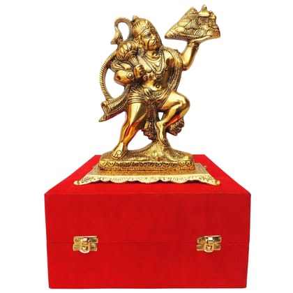 Aluminium Hanuman Ji Idol Statue for Strength & Protection Home Decor, Height : 10.8 Inch (ASMAS362 G)