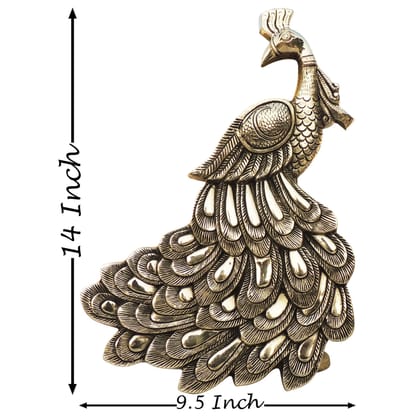 Brass Peacock Wall Hanging Showpiece for Home Wall Decor, Height : 14 Inch (BSMAS1541 C)