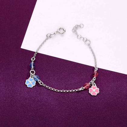 Sterling Silver Floral Children's Bracelet-None / Silver