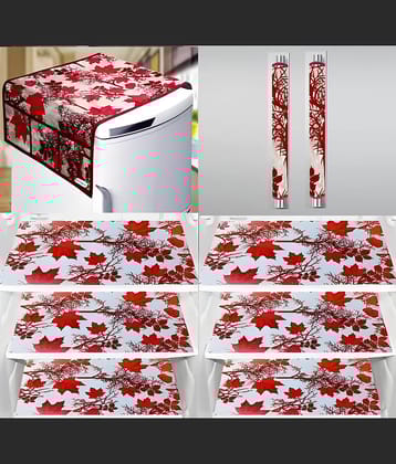 Crosmo Polyester Nature Fridge Mat & Cover ( 99 53 ) Pack of 9 - Red