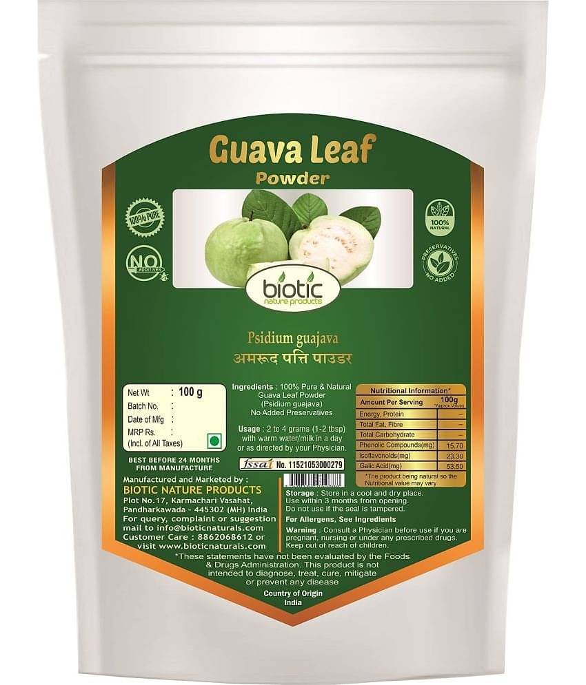 Biotic Guava Leaf Powder - Amrud Powder - Guava Powder 100 gm