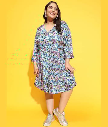 Oxolloxo Women Polyester Printed Fit & Flare Dress ( Multicolor )