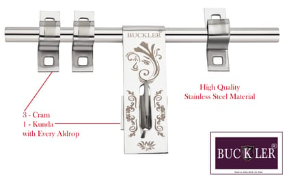 BUCKLER Stainless Steel Aldrop for Main Door| Gate| Kitchen | Bedroom Door|Office Door and Wooden Doors, Ganpati ji Laser Print (14MM-3MM, 10 Inch) (4)