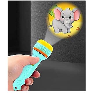 Vakra Mini Slide Projector Flashlight Torch Kids Projection Light Toy Slide Flashlight Lamp Education Learning Night Light Before Going to Bed (Multicolor) (Projector Torch  Random Slides)