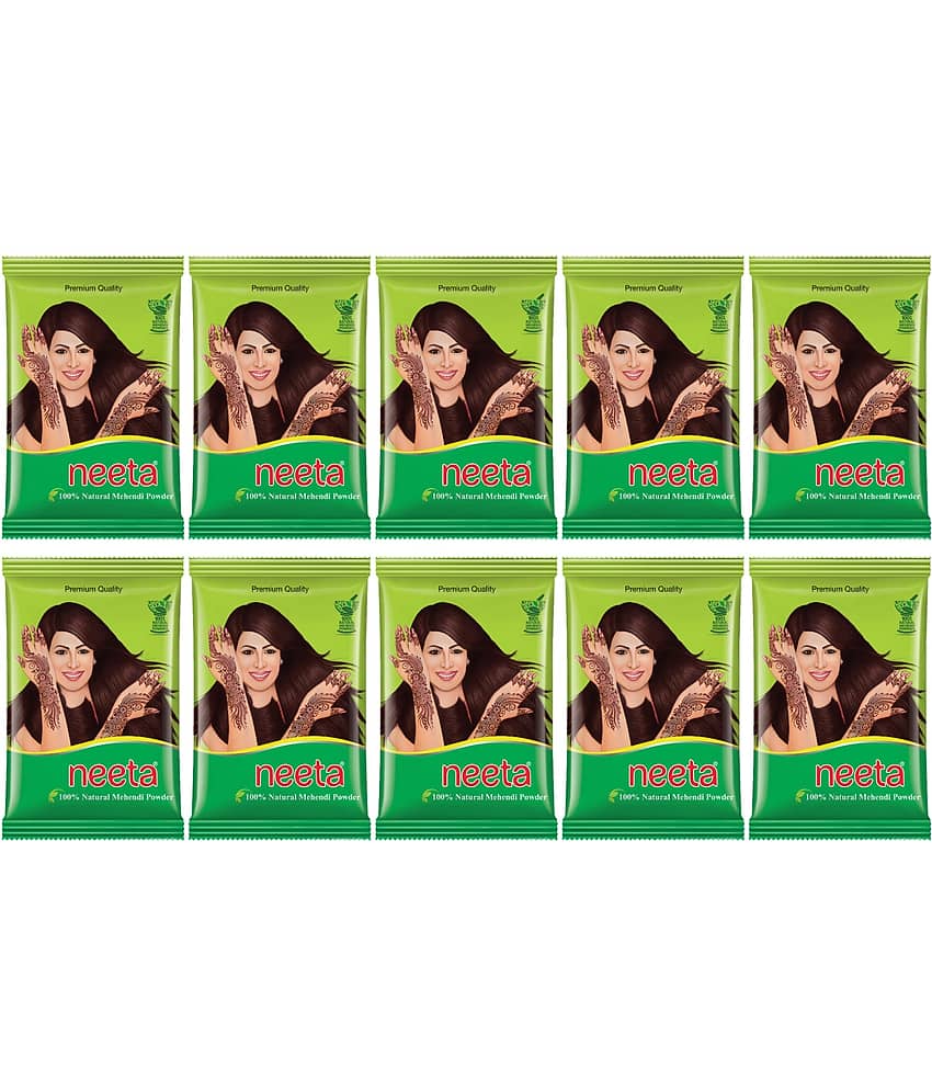 Neeta Mehendi Powder 25g Pack of 10, 100% Natural Henna Mehandi Powder for Hair, Hand & Feet