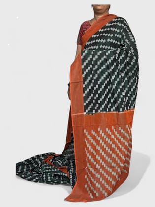 POCHAMPALLY IKKAT COTTON BLACK RED