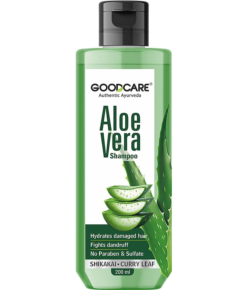 Goodcare Aloe Vera Shampoo, With Shikakai and Curry Leaves, Fights Dandruff, Sulphate and Paraben-Free, For Smooth, Hydrated Hair 200ml