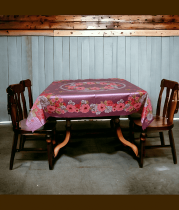 mopak decor Printed Polyester 4 Seater Square Table Cover ( 137 x 91 ) cm Pack of 1 Maroon