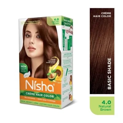 Nisha Cream Color Box Natural Brown (60g + 60ml)