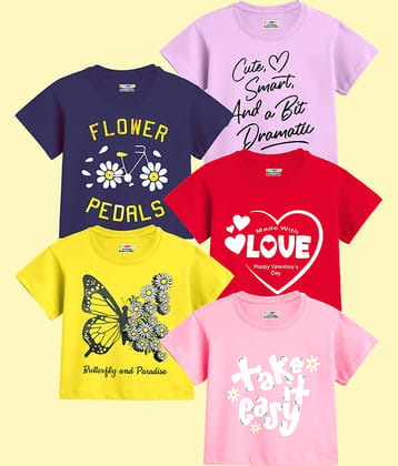 Kuchipoo Pack of 5 Girls Cotton Blend T-Shirt ( Multicolor 3 )