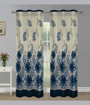 Home Candy Set of 2 Door Semi-Transparent Eyelet Polyester Blue Curtains ( 213 x 120 cm )