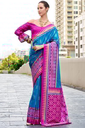 Riviera Blue Soft Banarasi Silk Saree