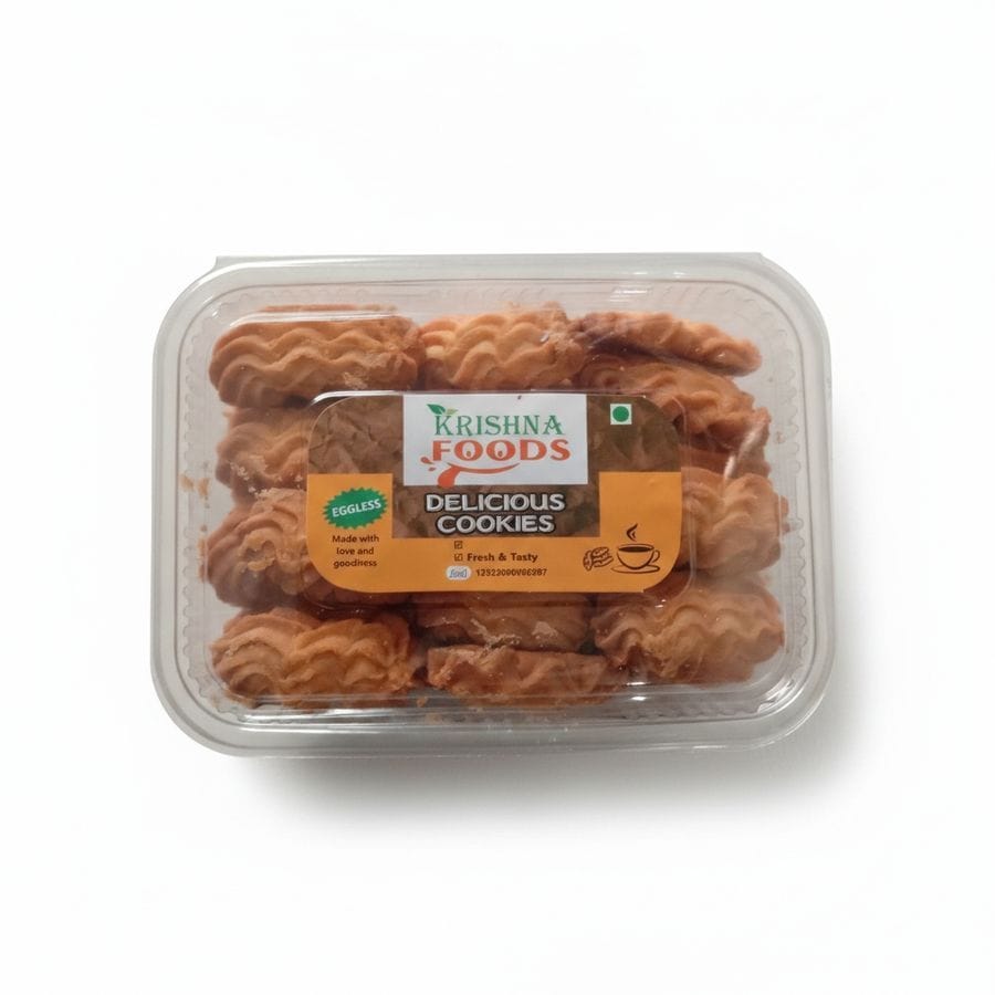 Krishna Foods Delicious Cookies - 100 gm - One plastic tray pack containing cookies