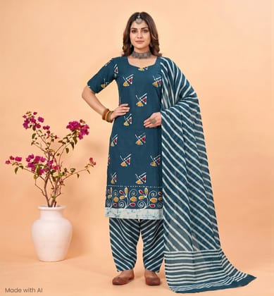 Handcrafted Batik Print 3 Piece Unstitched Cotton Suit Set Handcrafted Batik Print 3 Piece Unstitched Cotton Suit Set