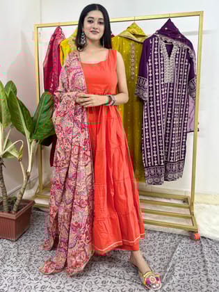 Orange CrissCross Back Suit Set-S