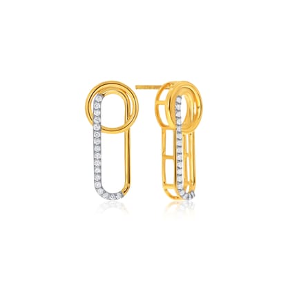 Senco Gold Unravelled Charm Diamond Studs (2.8 gram / 0.13 Ct / HI-SI / 18K Yellow Gold)