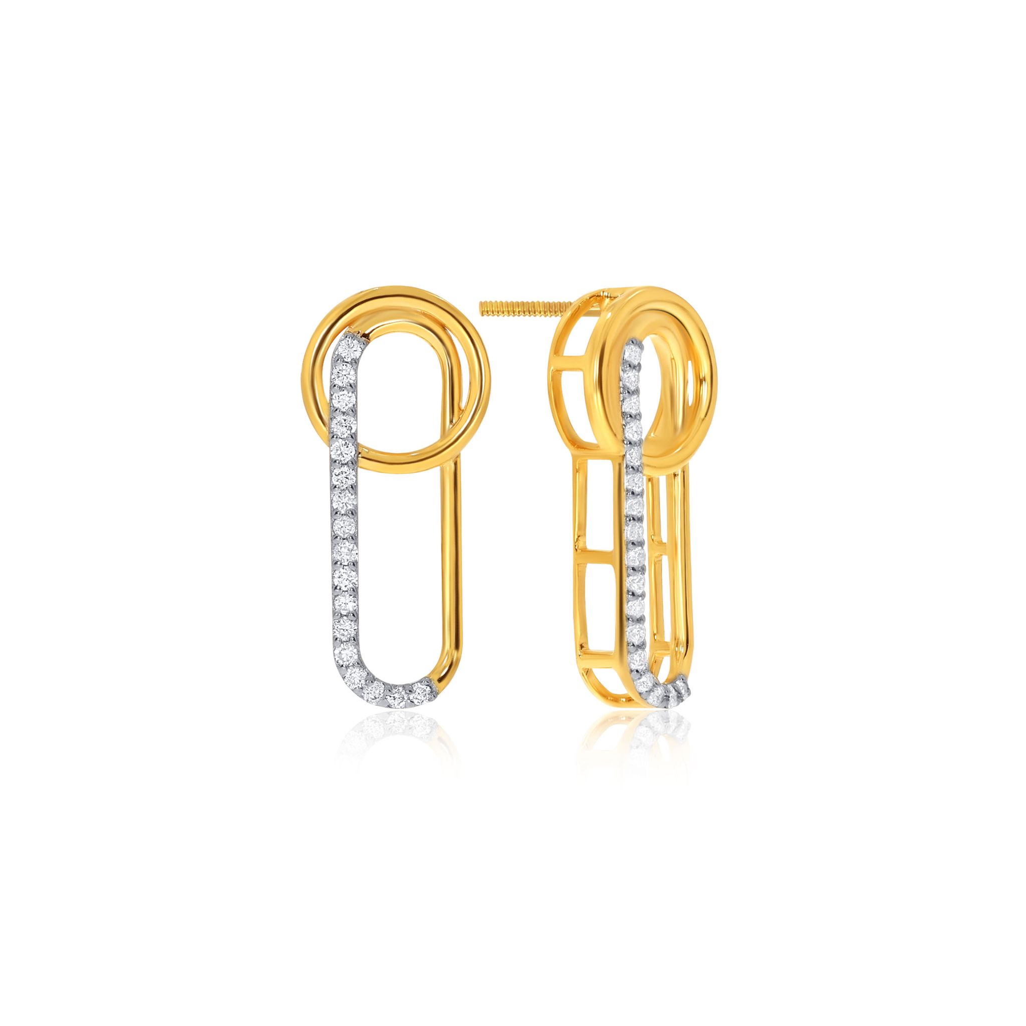 Senco Gold Unravelled Charm Diamond Studs (2.8 gram / 0.13 Ct / HI-SI / 18K Yellow Gold)