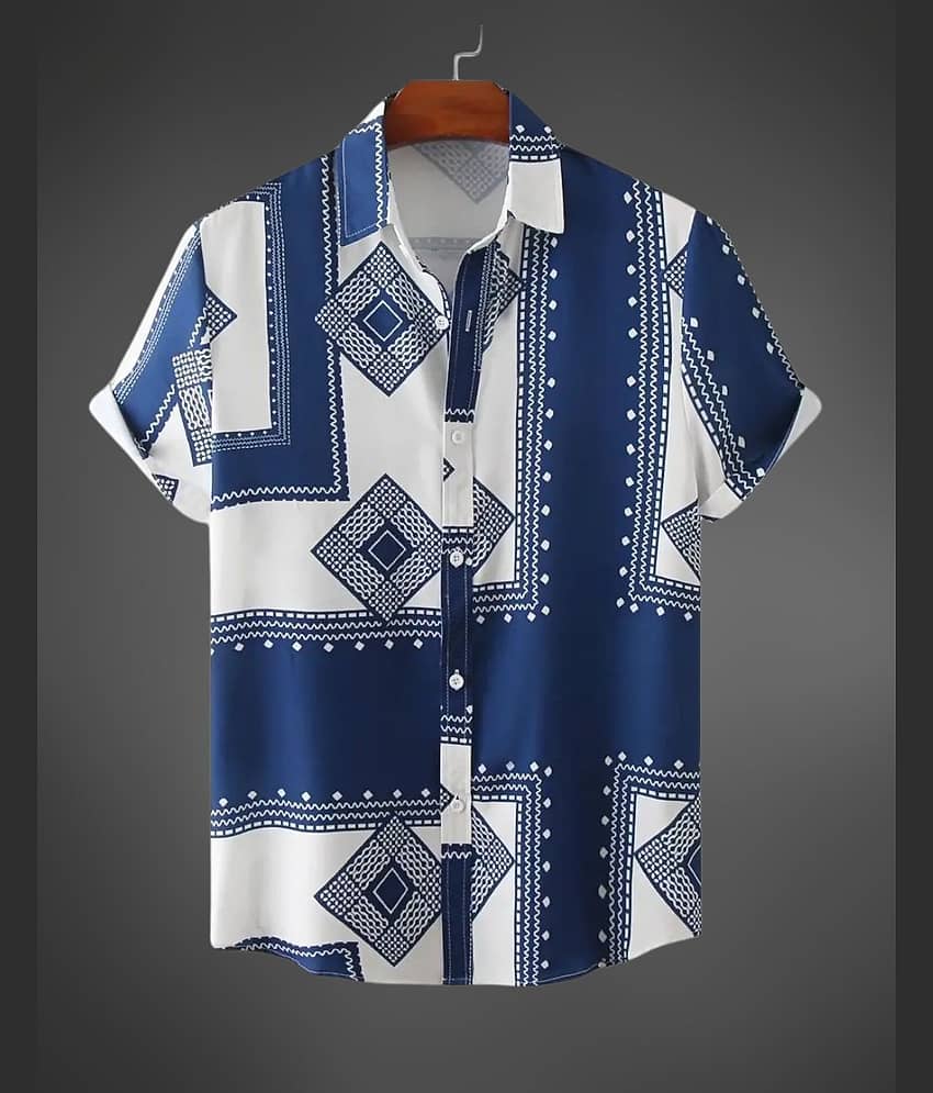 BEAUE Poly Cotton Regular Fit Printed Half Sleeves Men's Casual Shirt - Blue ( Pack of 1 )