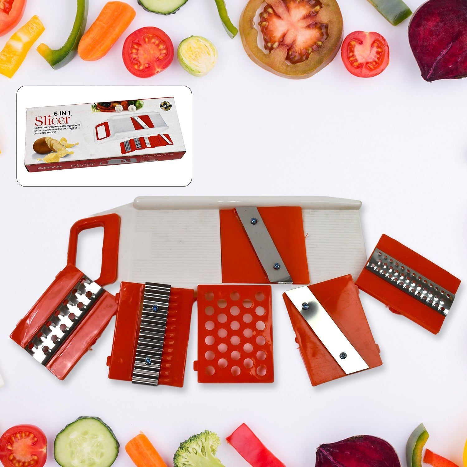 Plastic 6 in 1 Vegetables Slicer, Cutter and Fruit Dicer Grater (1 Set)