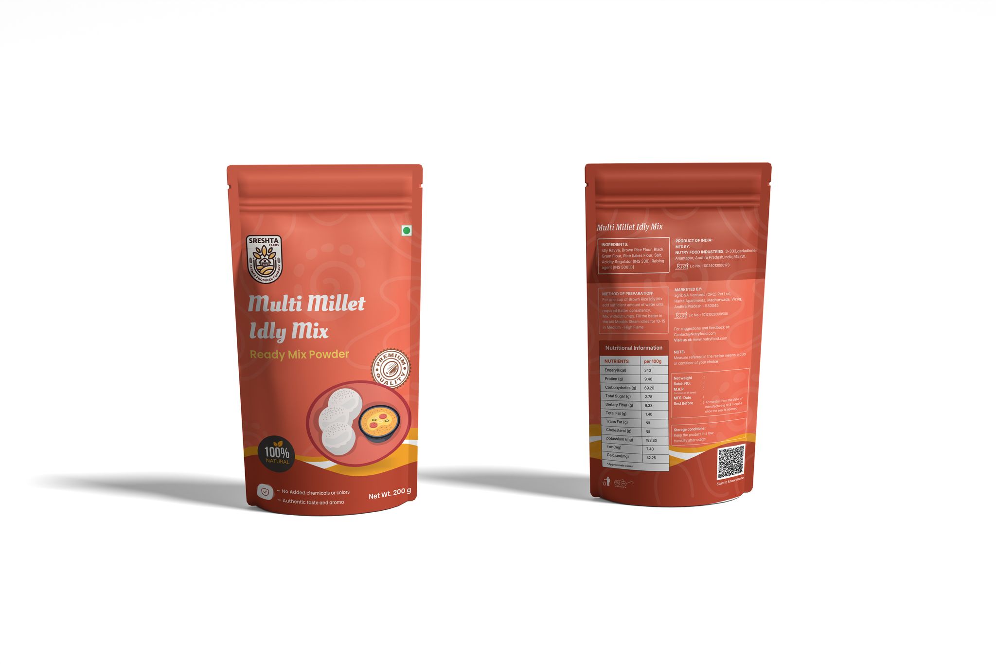 Sreshta Farms Instant Multi Millet Idly Powder