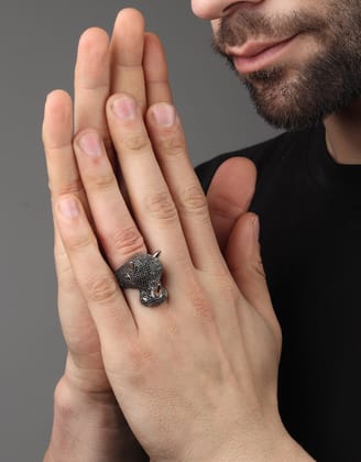 Mr. Rhino Iced Out Ring (Black Onyx)-10-11 / Black Onyx