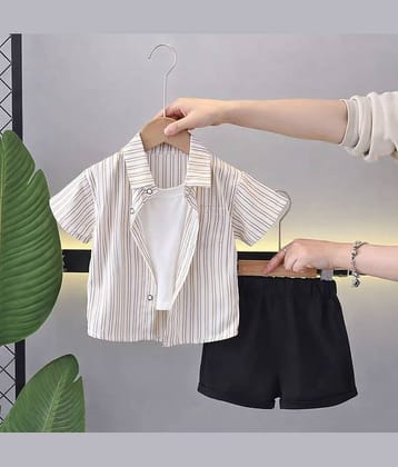 Ocvito Boys Cotton Shirt & Shorts Set ( Khaki , Pack of 1 )