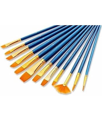 ECLET Craft Painting Brushes Set of 12 Professional Round Pointed Tip Nylon Hair Artist Acrylic Paint Brush for Acrylic/Watercolor/Oil Painting (Color _ Blue & Golden)