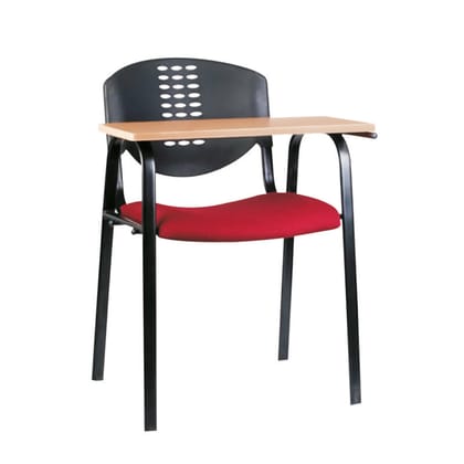 Learn With Us - Seat In Fabric, Back In Hard PP, MS Powder Quoted 4 Leg, 450 mm Full Length 18 mm Writing Foldable Top (CS-E3)